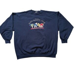 Vintage M&Ms Varsity Team Sweatshirt Navy Blue Embroidered Graphic Pullover XL